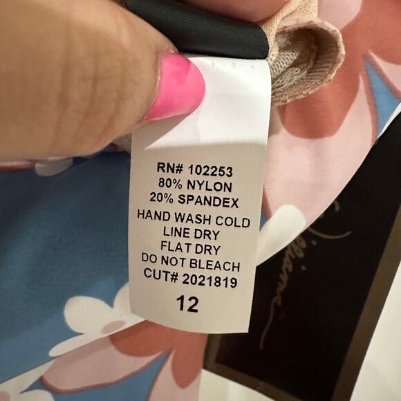12 Modcloth Esther Williams Blue Floral One Piece Swimsuit NWT - Picture 8 of 8